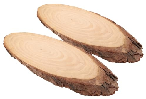 MOTHNUR Lot de 2 Dalles Ovales en Bois Naturel 13-16 CM pour Allée de Jardin Extérieure Pierres Décoratives Résistantes aux Intempéries Pavés de Jardin Antidérapants pour Aménagement