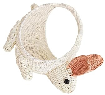 IOIUSKKU Cesta de servir colorida y encantadora para huevos de Pascua. Cesta infantil mimbre y ratán, hecha a mano, Estilo B