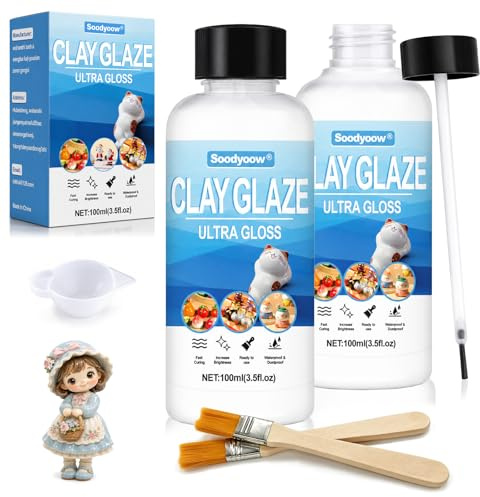 Soodyoow Barniz Arcilla Secado al Aire, 200ml Barniz Transparente Resistente al Agua, Barnizs Para Arcilla Secado al Aire, Barnizs Acrilico, para Arcilla, Cerámica, Pintura al Óleo, Madera
