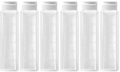 Ubric 6 botellas para exprimir, botellas de salsa caliente invertida de 300 ml para líquidos, aderezo para ensaladas con tapa abatible para casa, cocina, camping