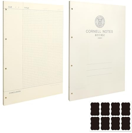 TLDBATICE Cornell Nachfüllpapier, A4 Kariert Notizpapier Ringbucheinlagen Notizblätter Lernnotizen, 160 Blatt 320 Seiten Notizen System mit Etiketten für Studium Schule Universität Büro Ohne Einband