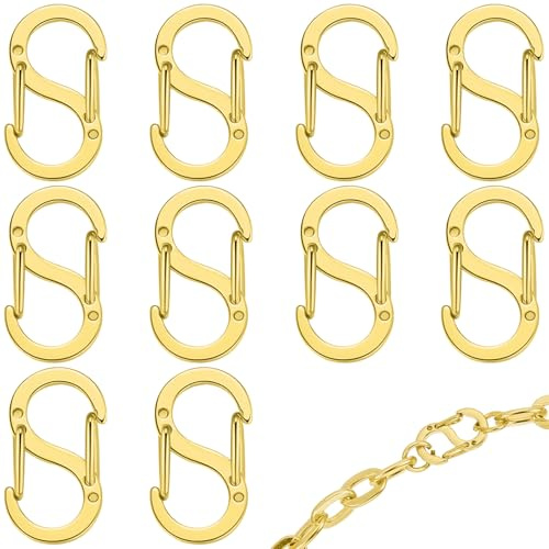 JAXICREY10 Stück Karabiner Mini,S Karabiner Klein Edelstahl Verschluss Verbindungsstück Gold Mini