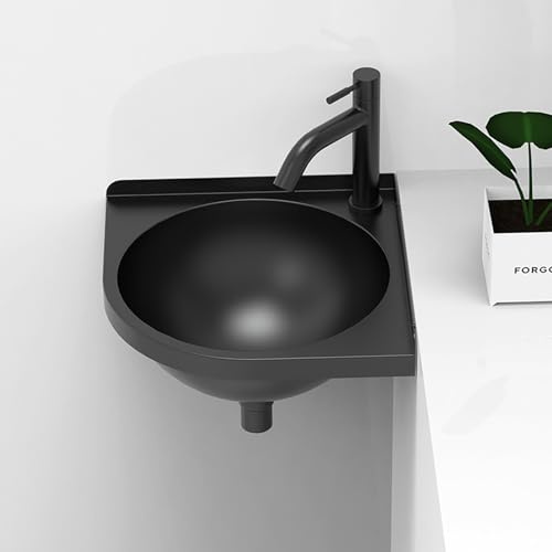 Fregadero esquinero de acero inoxidable, montado en la pared, pequeño lavabo de baño, independiente con desbordamiento para uso en interiores y exteriores