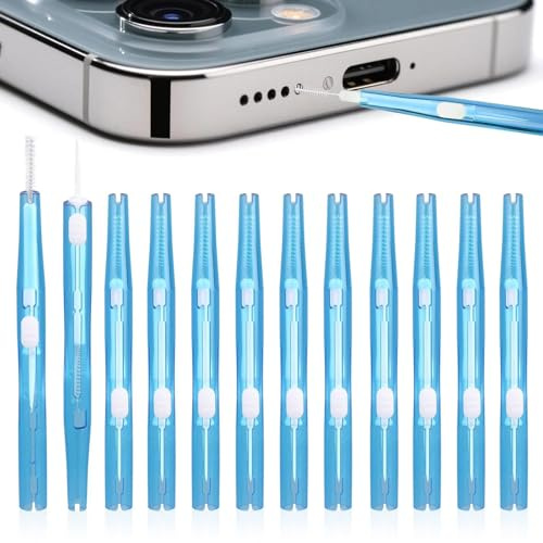 RIIRCSGE 12 Piezas Kit de Limpieza de Teléfono Celular, Limpiadores de Puerto Carga, Cepillo de Limpieza para Teléfono Móvil, Mini Cepillo para Orificios para móvil, Auriculares y Altavoz (Azul)