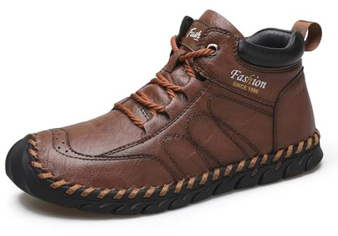 Botas de Invierno para Hombre, Estilo Informal, Cosidas a Mano, Zapatos de Exterior y Ocio, Botines de Moda, Antideslizantes y cálidos para el frío Europeo_2