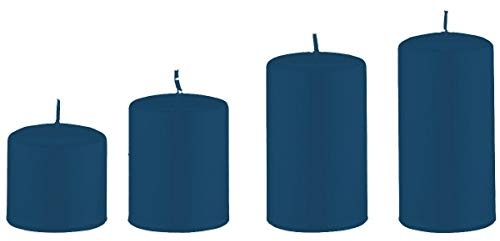Adventskerzen Adventskranzkerzen Abgestuft Petrol Blau 4er Set Zylindrisch Unparfümiert Indoor Minimalist Religiös Röhre 6 cm