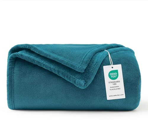 WAVVE Kuscheldecke Flauschig Decke Fleecedecke - Sofadecke 150x200 cm Warm Wohndecke Couchdecke, Türkis Decke Weich Sofaüberwurf XL
