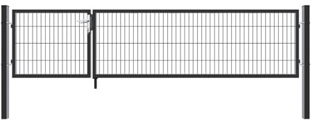 Home Deluxe - Portail de jardin à double battant ADITUS - Anthracite, 80 x 350 cm - avec poignée, serrure, clés et verrouillage au sol I Portail de jardin Portail d'entrée Porte de cour
