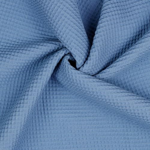 VmG-Store Waffelpique Meterware Waffel Stoff 100% Baumwollstoff Tex 100 (016 I Blau, 100 x 150cm)
