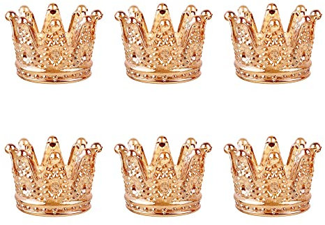 BTGLLAS Set mit 6 Kronen-Teelichthaltern aus Glas, Votivkerzenhalter für Hochzeit, Party, Heimdekoration, Schmuckaufbewahrung, 4 Farben zur Auswahl (Bernsteinfarben, 6 Stück)