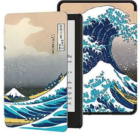 OLAIKE-fodral för helt ny 6,8 Kindle Paperwhite (11:e generationen - 2021 års utgåva) - PU-läderfodral med automatisk väckning/sömn - Passar Amazon Kindle Paperwhite Signature Edition,The Surfing in Kanagawa