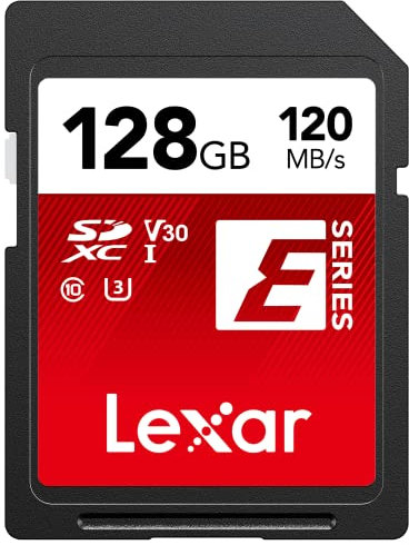 Lexar Scheda SD 128 GB, Scheda di Memoria SDXC fino a 120 MB/s in Lettura, fino a 45 MB/s in Scrittura, UHS-I, U3, V30, C10, Full-HD e 4K UHD (LSDESXX128G-BNNNG)