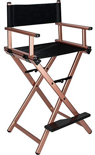 JC Beauty Professioneller Make-up-Künstler, Regisseure, leicht, tragbar, faltbar, Aluminium-Stuhl mit Rückenlehne, Fußstütze und Scharnierschloss