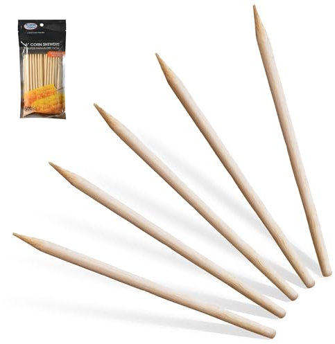 Alpine Cuisine Bamboo Corn Skewers 6-Inch (50 Count) - BBQ Wooden Shish Kabob Skewers for Grilling - Kebab Skewers for Appetizers, Smore Bamboo Sticks, BBQ Wood Sticks, Smores Sticks