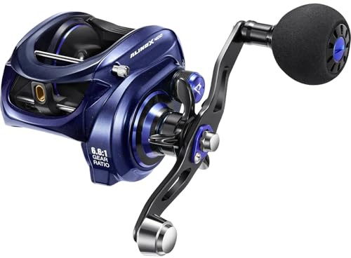 Piscifun Alijoz 400 Baitcast-Angelrolle, 17,2 kg Max Drag Rahmen aus Aluminiumlegierung, erhältlich in 6,6:1/8,1:1 Übersetzung, Süß- und Salzwasser, niedriges Profil, Wurfrolle für Moschus