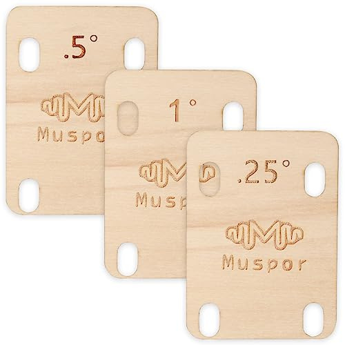 3 Stück Gitarrenhalsscheiben, massives Ahornholz, Gitarrenhals Unterlegscheibenschutz, 0,25, 0,5 und 1 Grad, Gitarren-Halsplatte, Werkzeug für Gitarre, Bass, Halsreparatur