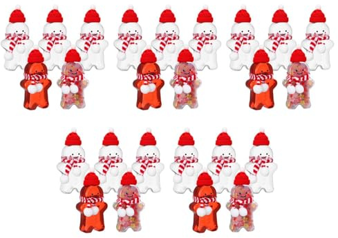 ARTIBETTER 25 Sets Gingerbread Man Jar Container with Lid Juice Containers Plastic Water Bottles for Kids Christmas Bottle Hat and Scarf Christmas Gingerbread Jars Christmas Cookie Jars