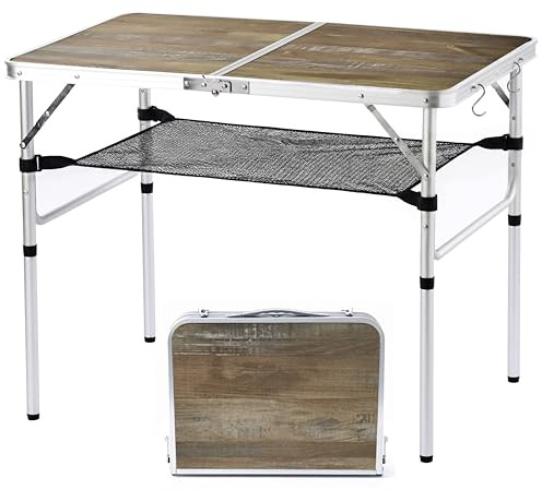 YUFIFAIRY Campingtisch aus Aluminium, tragbar, leicht, faltbar mit 2 verstellbaren Höhen, für drinnen und draußen, 2 Höhen (2 Höhen), 91,4 cm L x 61 cm B