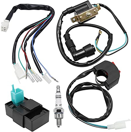 Hoypeyfiy 5 Wiring Loom Kill Switch Coil CDI Spark Plug Rebuild Kit Fit for 110CC 125CC 140cc Pit Bike