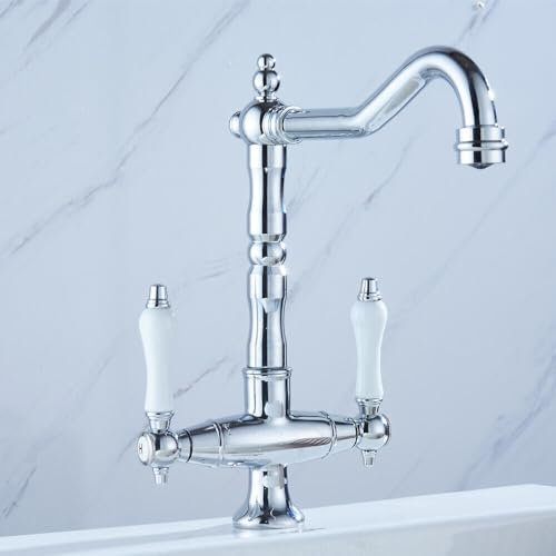 Acesunny Bad Wasserhahn Retro Nostalgie Küchenarmatur Zweigriff Wasserhahn Armatur Küchenarmatur Spültischarmatur Zweigriff Wasserhahn Armatur