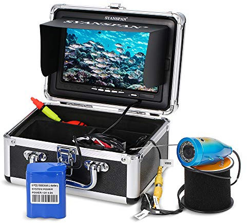 YIWENG Tragbare 7 Zoll Monitor 1000TVL wasserdichte Unterwasserfischen Kamera Kit 24 STÜCKE Infrarot IR LEDs Fisch Finder für Ice Lake Boat Fishing,wasserdichte Unterwasserfischerkamera