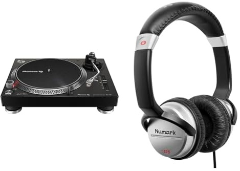 Pioneer DJ PLX-500-K Direct Drive DJ Turntable, Black & Numark HF125 - Ultra-Portable Professional DJ Headphones