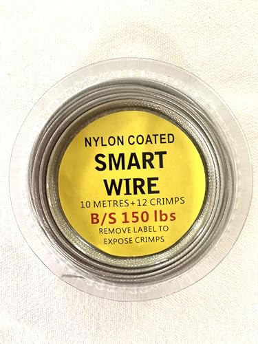 SEA FISHING 10m NYLON COATED SMART WIRE INC.CRIMPS 50lb/80lb/100lb/150lb/200lb