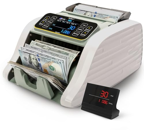 KOLIBRI KBR-500 sedelräknare maskin blandad valör | Företagsklassad kassabiräknare med avancerad IR/UV/MG/MT/avräkningsdetektion, Multi-Currency (USD CAD MXN GBP EUR)