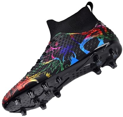 WEJIESS Botas de fútbol Juveniles de caña Alta con Tacos para Exterior, Zapatillas de competición de fútbol para Hombre