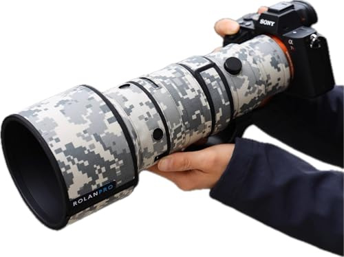 ROLANPRO Copriobiettivo mimetico per Sigma 500 mm F5.6 DG DN OS Sports E Mount, custodia antipioggia #UCP grigio mimetico impermeabile