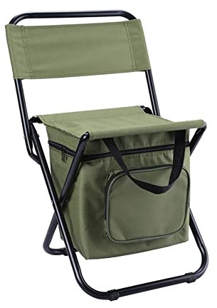 LULUMAIC Outdoor-Klappstühle, Angelstuhl/tragbarer Campinghocker/Klappstuhl mit doppellagiger Oxford-Stoff-Kühltasche für Angeln/Strand/Camping