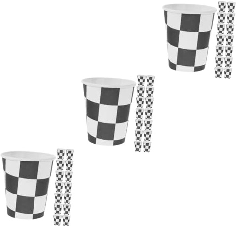 ifundom 90pcs Checkered Racing Party Cups Single-use Paper Cups Festive Tableware