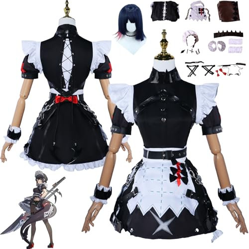 Daotutu Spiel Zenless Zone Zero Cosplay Kostüm Outfit Rolle Ellen Joe Cosplay Uniform Komplettset Set Halloween Karneval Party Dress Up Anzug mit Perücke (S)