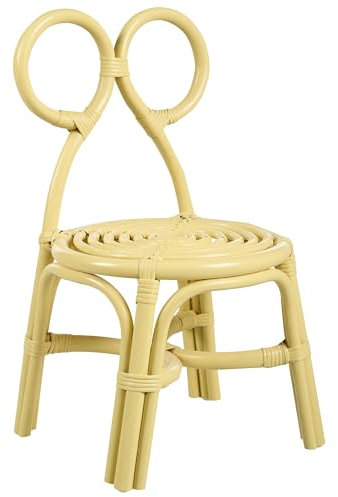 Beliani Chaise pour Enfant Boho en Rotin Intérieur Chambre Salle de Jeux Jaune Mirtia