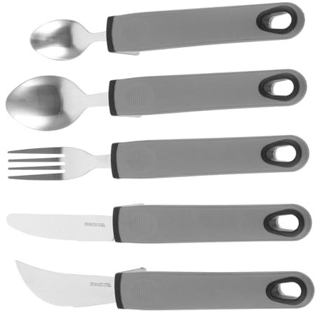 Gatuida 5stücke Teiliges -silberbesteck Mit Gewichteten Messern Gabeln Und Löffeln Als Adaptive Küchenbesteck-sets Für Ältere Menschen