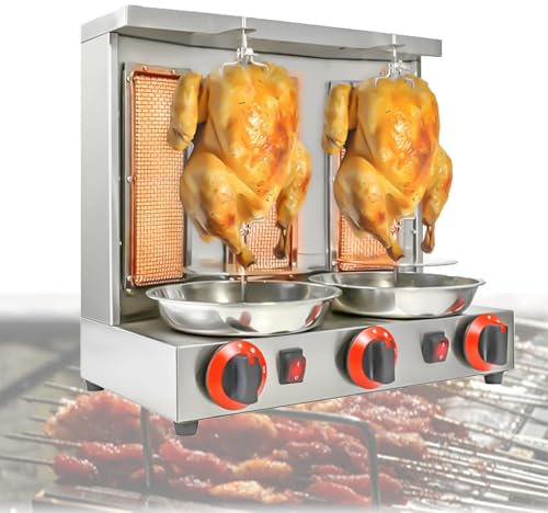 LwiftGal Barbacoa De Gas, Barbacoa De Gas De Acero Inoxidable, Temperatura Ajustable, 360 ° De RotacióN De CalefaccióN, ExtraíBle para La Limpieza, para El Restaurante De La Cocina Casera,Silver-L
