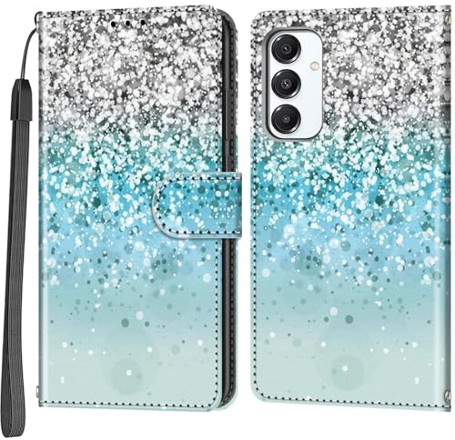 Salanheo Cover per Samsung Galaxy A16 4G / A16 5G, Antiurto Flip Case Pelle Libro Portafoglio Custodia con Slot per Schede Magnetica Custodia Argento e blu