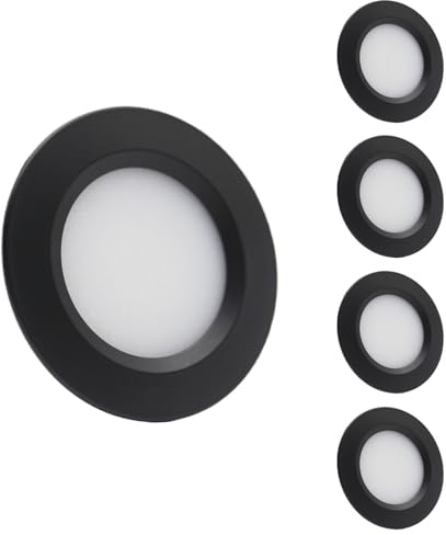 Sepzlly 12V Campervan Lights 4PCS 3W LED Roof Downlight Camper Van Recessed Mount Ceiling Light 6000K Cool White Dimmable Ultra-Slim Spot Lights Motorhome Light Bulbs for Boat Yacht Cabin (Black)