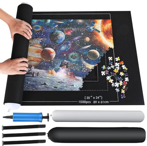 ZOYIDOUX Puzzlematte Puzzlerolle, Puzzelmatten für Puzzle bis 1500,1000,500 leicht zu lagern und zu transportieren,Riesenfilzmatte zur Aufbewahrung von Puzzles(66 * 118cm)