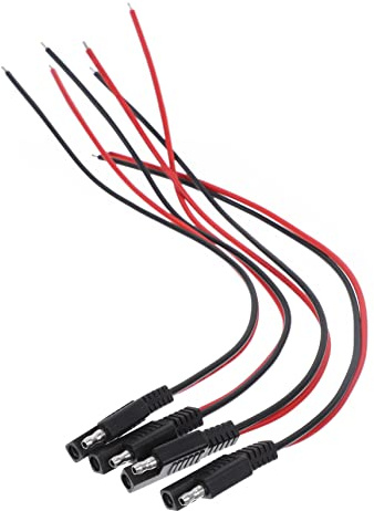 Veemoon 4pcs Sae Quick Disconnect Extension Cable 14awg 2-pin Battery Plug Wire for Solar Panel Motorcycle Car Tractor Diy Power Connector