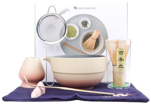 FIVAVA Matcha-Set – 7-Tlg. Macha Tea Set mit Matcha Schale und Matcha Zubehör, ein hochwertiges Matcha Set für Matcha-Enthusiasten (pink)