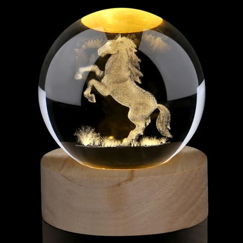 AWARDSEN Kristallkugel Pferd Kristall Geschenke für Frauen Glastiere Ornamente Briefbeschwerer Pferd Ornament Pferd Geschenke für Frauen