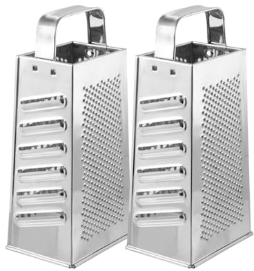 Fackelmann 9328050 Lot de deux râpes quatre faces, râpe de cuisine, râpe, râpe multiusage, Fer blanc, Argenté, 23 x 10 x 8 cm