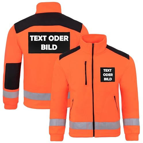 Personalisierte Fleecejacke Herren mit Logo & Text – Arbeitsjacke mit Logo & Verstärkungen – warme Fleecejacke für Arbeit & Freizeit – individuelle Arbeitskleidung