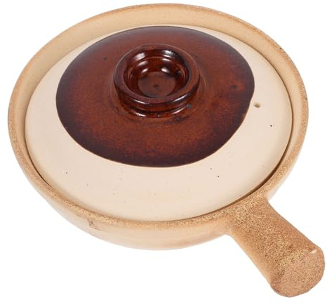 STOBAZA Cazuela De Cerámica Para Huevos Olla De Barro Con Tapa Para Guisos y Sopa Vitrocerámica Cocina Tradicional