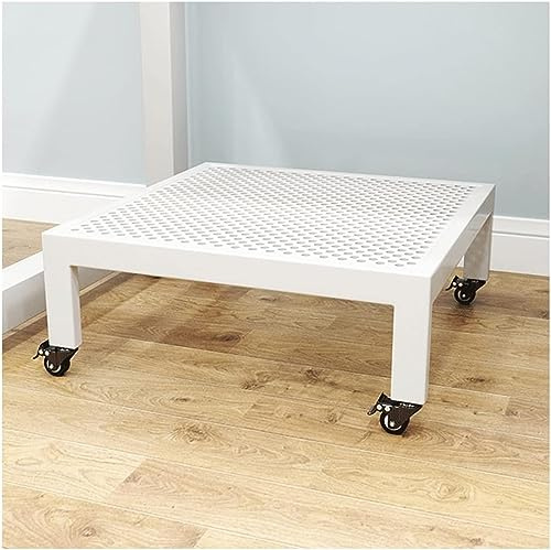 Metal Plant Caddy on Wheels - 30cm/12In Movable Planter Trolley for Indoor & Outdoor Use - Flower Pot Tray for Home Garden - White Plant Stand