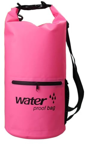 Dry Bag wasserdichte Tasche - 10 Liter | Wasserfester Packsack Seesack Beutel Waterproof Drybag + Roll-Top + Schultergurt | Schwimmen Baden Strand Kanu SUP Tauchen Handy (Rosa)