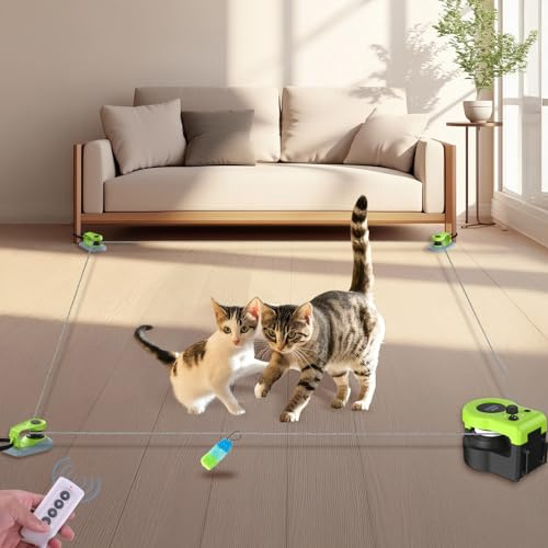 ITSHINY Katzenspielzeug Elektrisch, Katzenspielzeug Selbstbeschäftigung mit anpassbaren Laufwegen, Auto- und manuellen Modi,USB Wiederaufladbarer Interaktives katzenspielzeug Grün