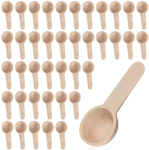 Aililong Juego de cucharas de Madera 40 Piezas de cucharas de Madera pequeñas, Mini cucharas de Espresso, cucharas de Mermelada y cucharas de Huevo, Cocina cómoda y Juego de cucharas
