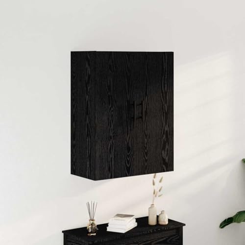 Hoopleep Wandmontierter Schrank, Schwarz Eichen-Optik, 69.5x34x90 cm, Holzwerkstoff, Stauraum für Wohnzimmer, Schlafzimmer, modernes Möbelstück